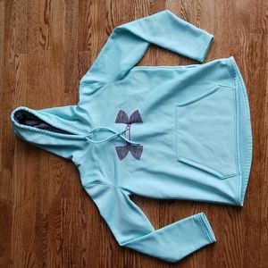 (S) Under Armour Cold Gear Pull On Hoodie Loose Fit Classic Logo Graphic